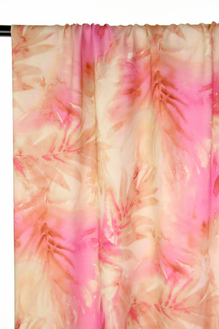 Viscose tropicale tie dye rose et beige - Atelier Jupe